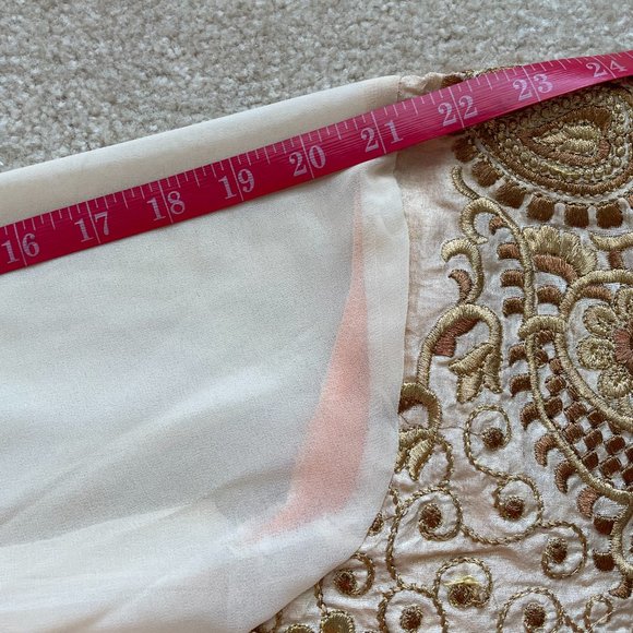 [NEW] Indian Pakistani Anarkali Gown Salwar Ethnic Suit Gold Coral Red XS - Picture 5 of 10